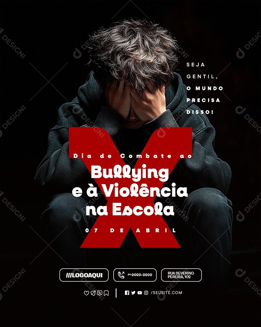 Dia de Combate ao Bullying 07 de Abril Social Media PSD Editável