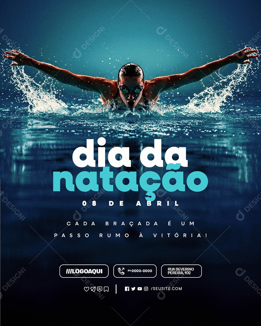 Dia da Natação 08 de Abril Social Media PSD Editável