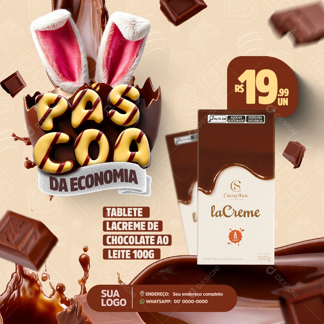 Supermercado  Páscoa da Economia Social Media PSD Editável