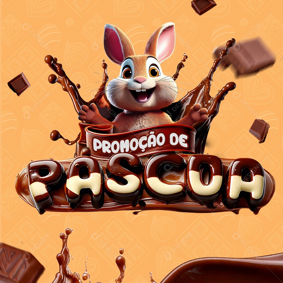 Promoção de Páscoa Selo 3D para Composição PSD