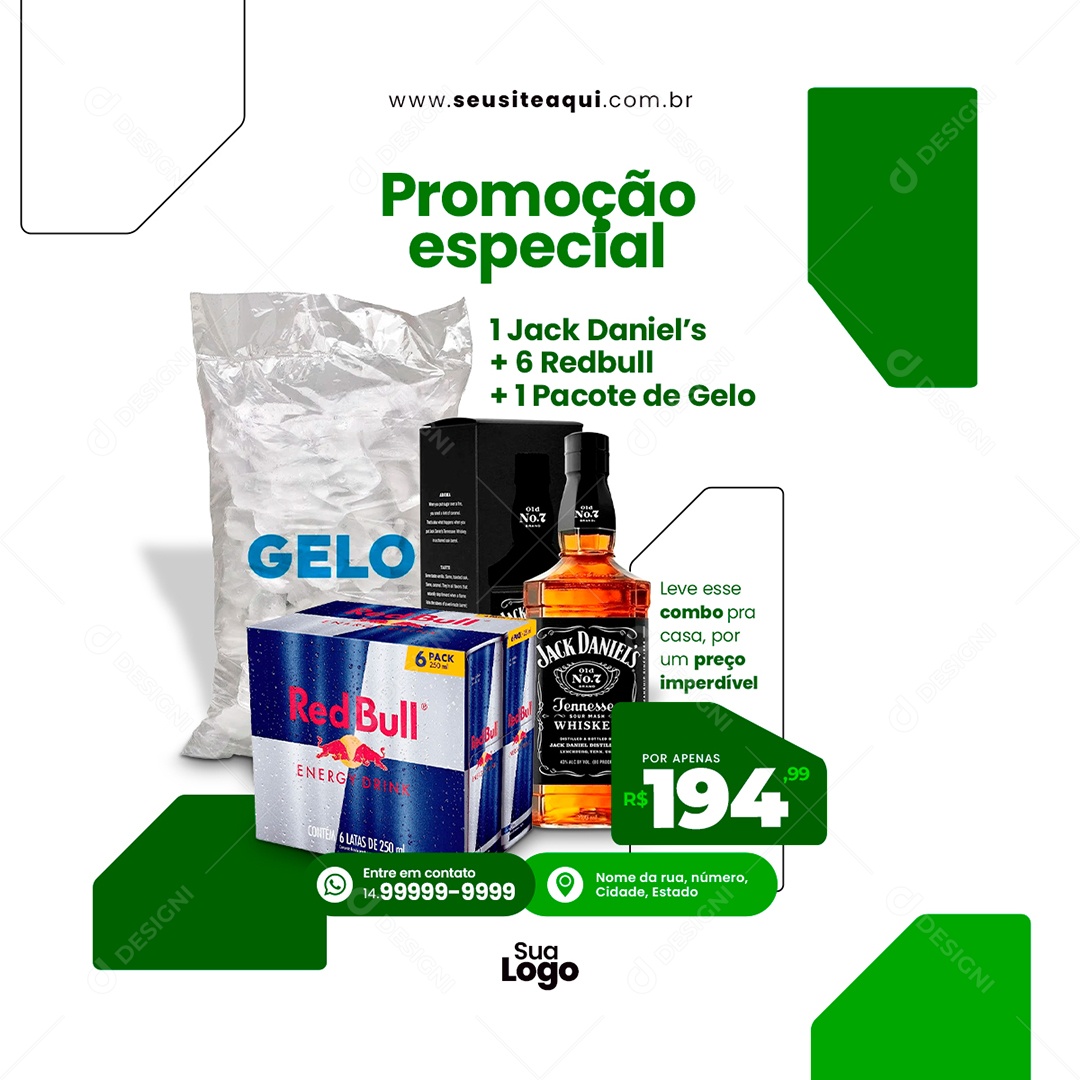 Feed Distribuidora de Bebidas Promoção Especial Social Media PSD Editável