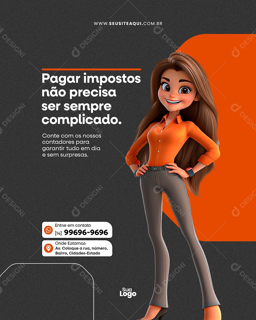 Flyer Contabilidade Pagar Impostos Não Precisa Ser Sempre Complicado Social Media PSD Editável