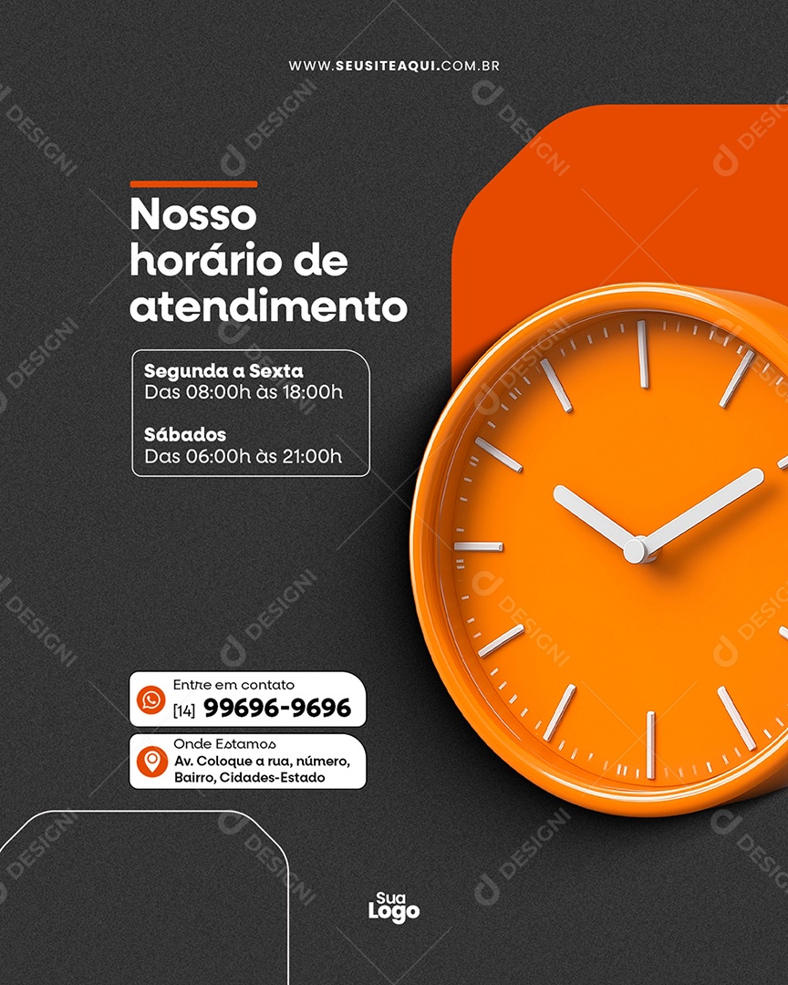 Flyer Contabilidade Nosso Horário de Atendimento Social Media PSD Editável