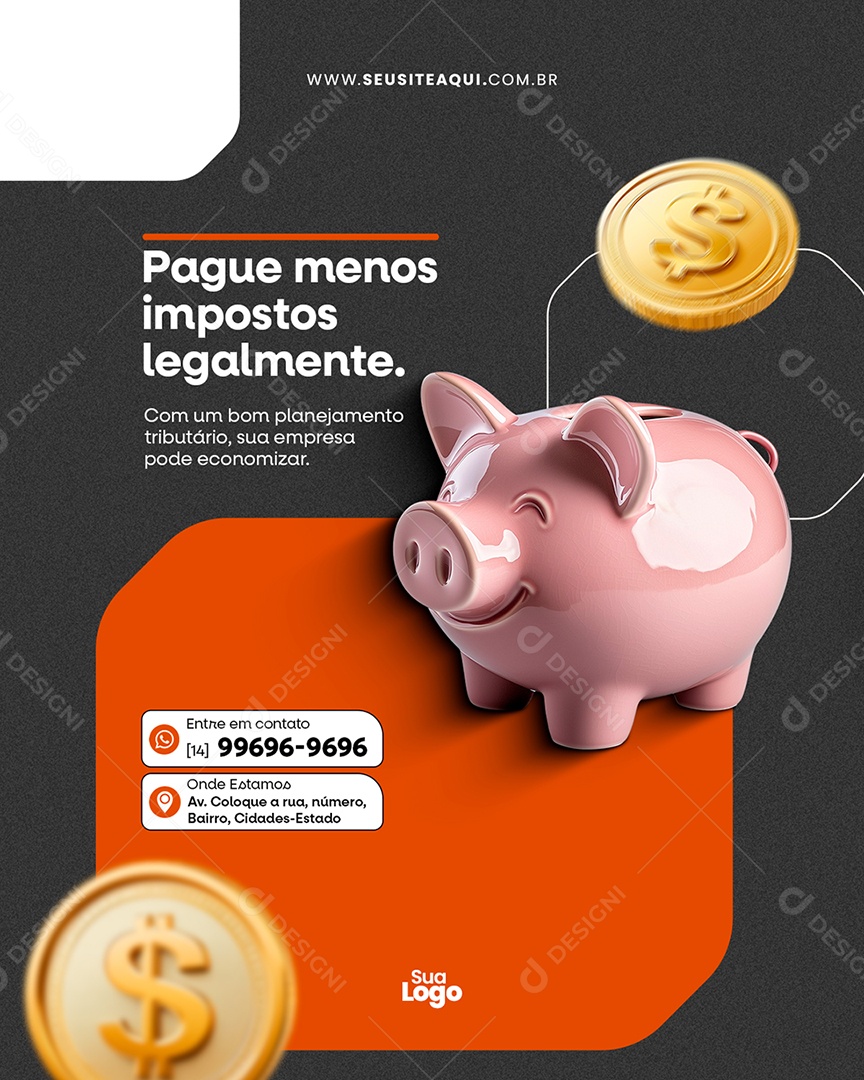 Flyer Contabilidade Pague Menos Impostos Legalmente Social Media PSD Editável