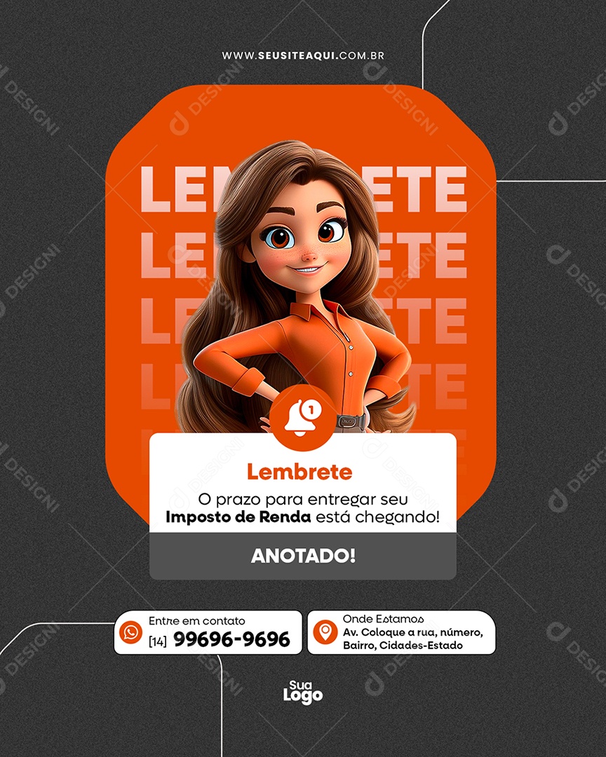 Flyer Contabilidade Lembrete Social Media PSD Editável