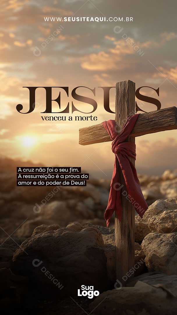 Story Semana Santa Jesus Venceu a Morte Social Media PSD Editável
