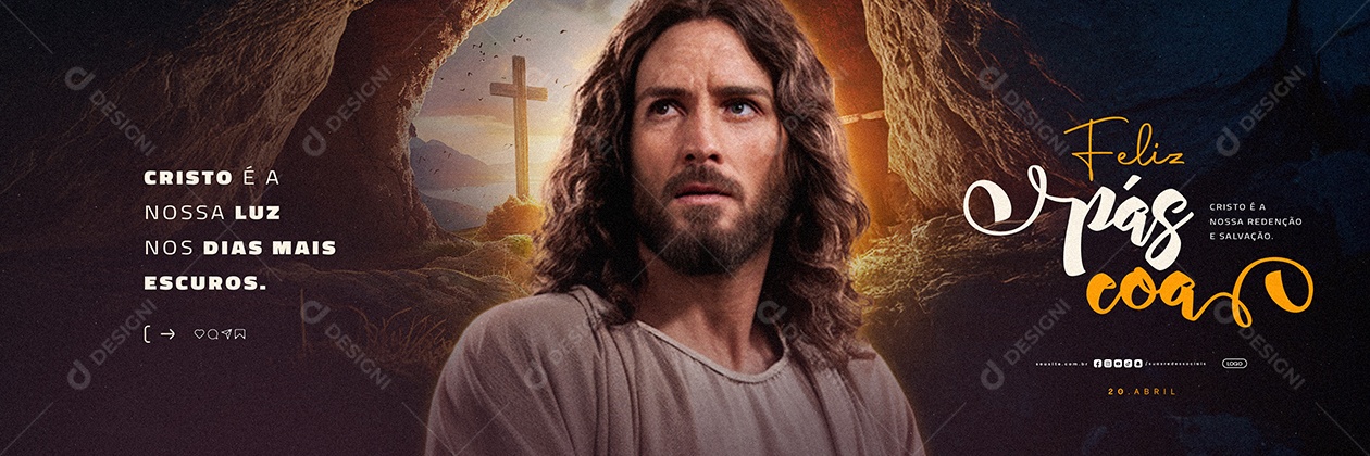 Carrossel Feliz Páscoa 20 de Abril Social Media PSD Editável