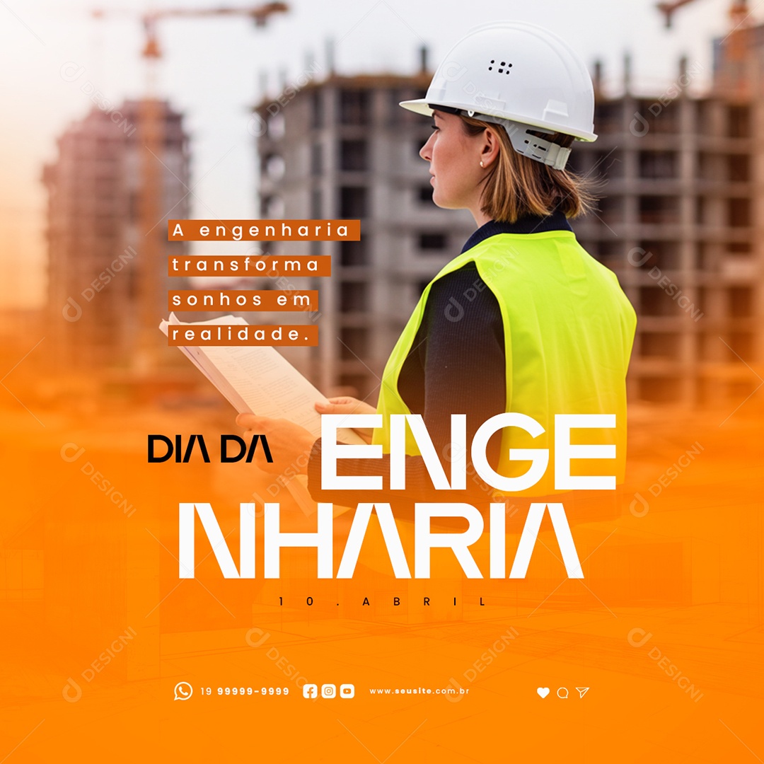 Dia da Engenharia 10 de Abril Social Media PSD Editável