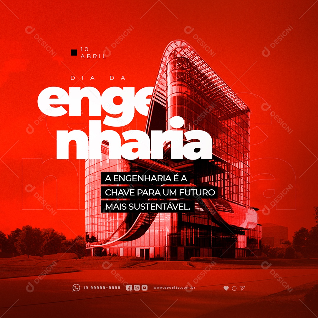 Dia da Engenharia 10 de Abril Chave para Um Futuro Social Media PSD Editável