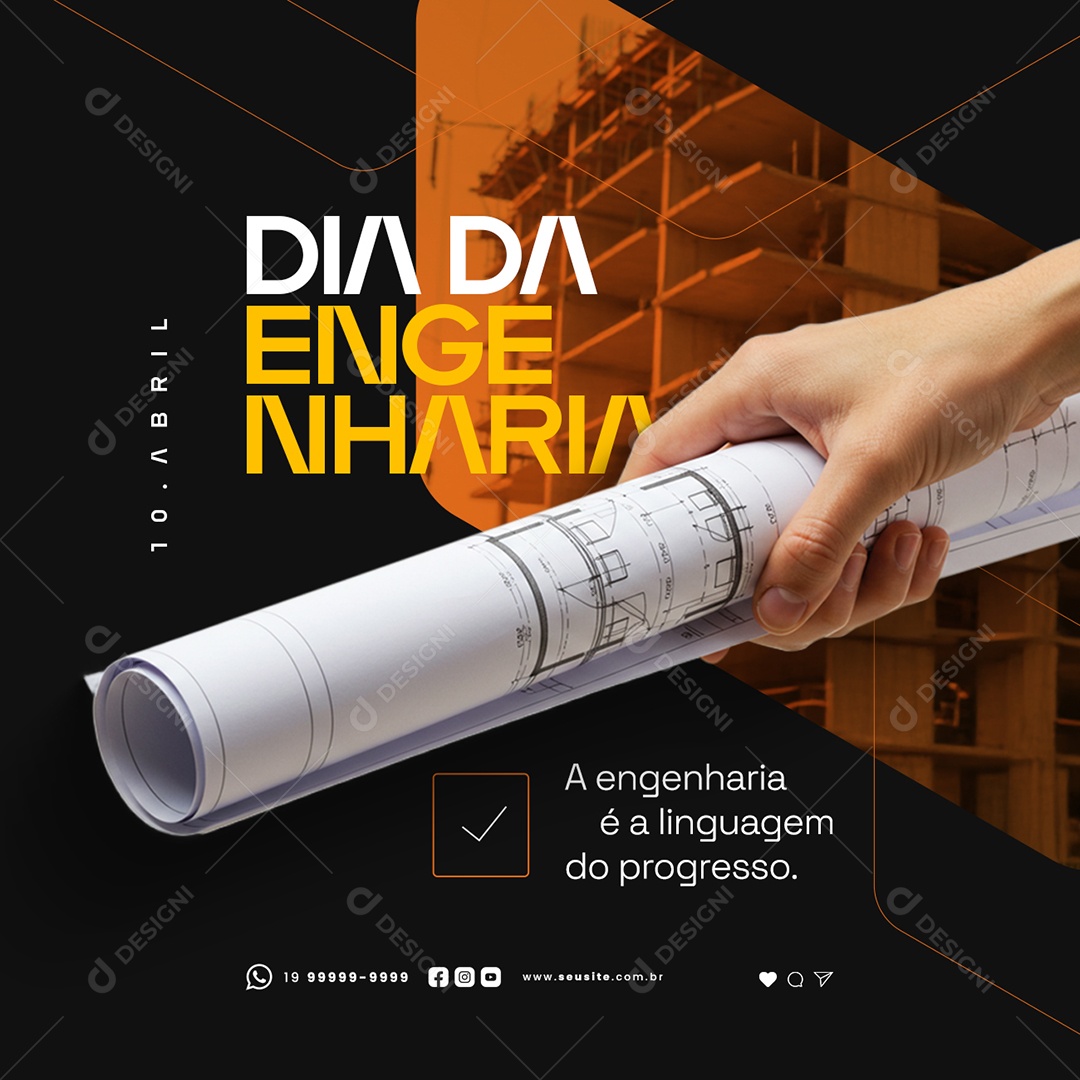 Dia da Engenharia 10 de Abril Social Media PSD Editável