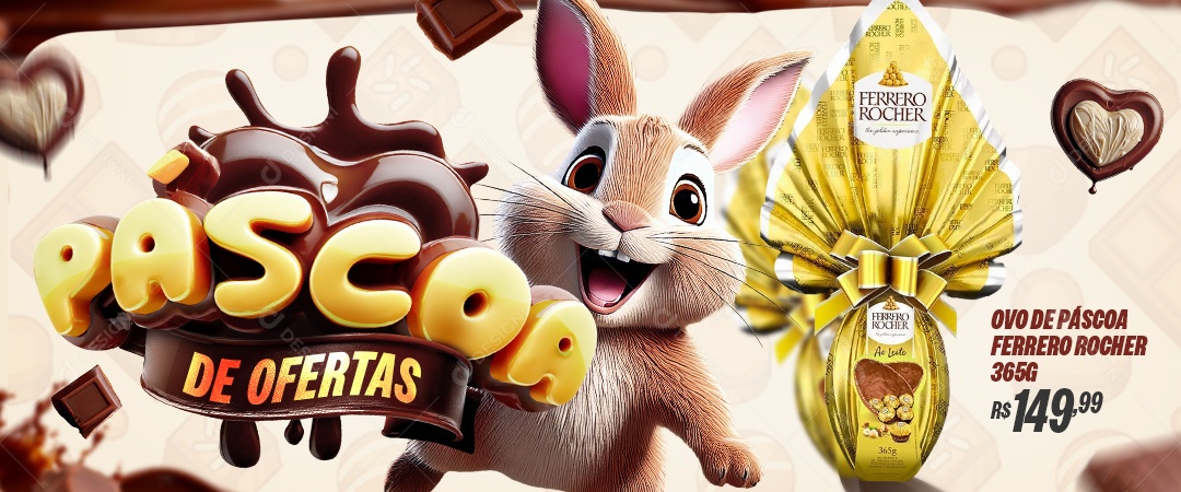 Banner Supermercado Páscoa de Ofertas Social Media PSD Editável
