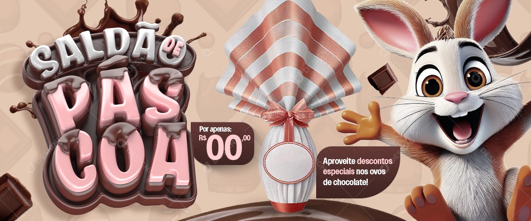 Banner Supermercado Saldão de Páscoa Social Media PSD Editável