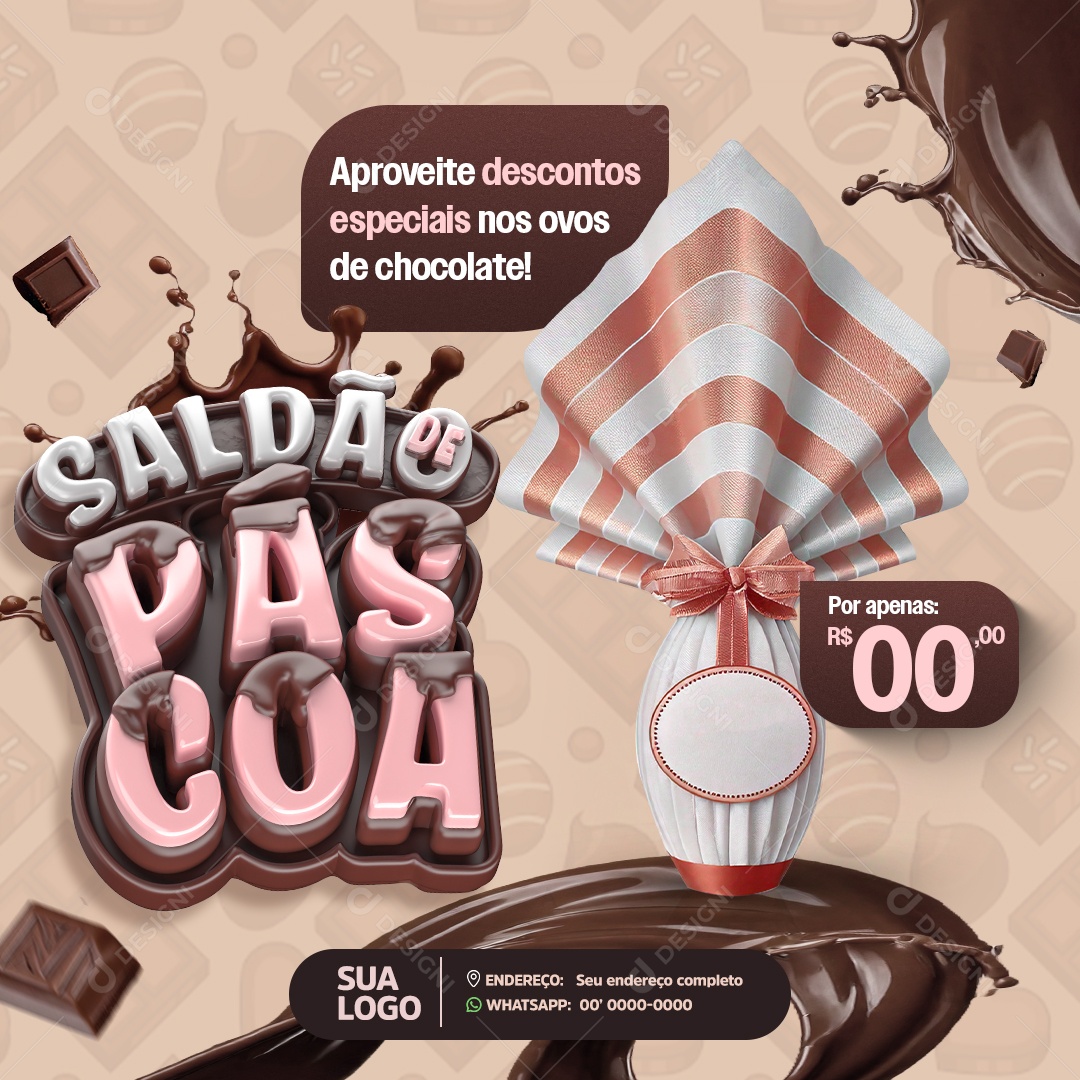 Supermercado Saldão de Páscoa Social Media PSD Editável