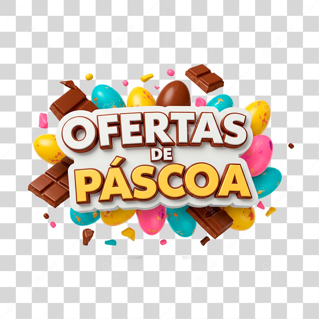 Selo 3D Ofertas de Páscoa PNG Transparente