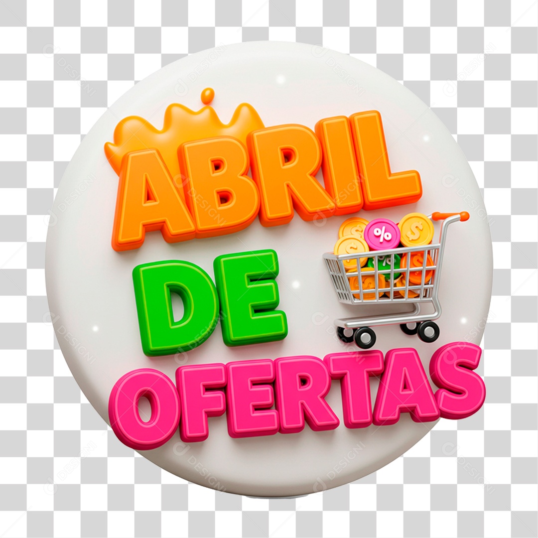 Selo 3D Abril de Ofertas PNG Transparente
