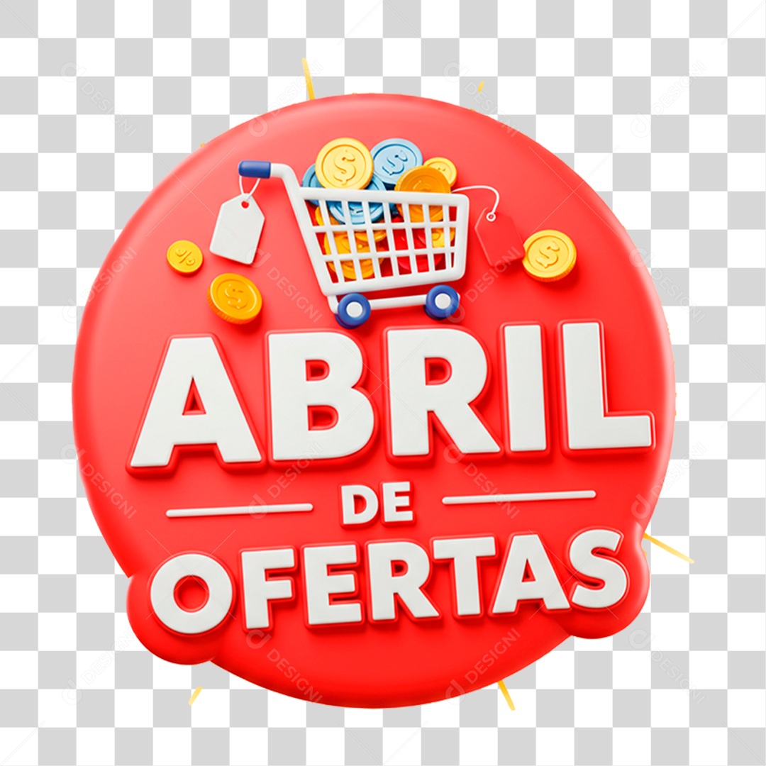 Selo 3D Abril de Ofertas PNG Transparente