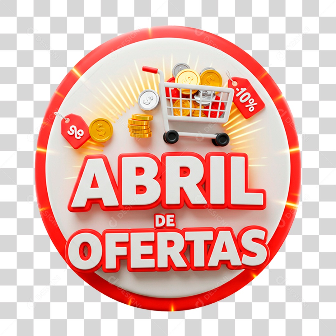 Selo 3D Abril de Ofertas PNG Transparente