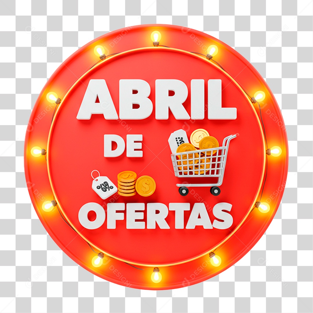 Selo 3D Abril de Ofertas PNG Transparente