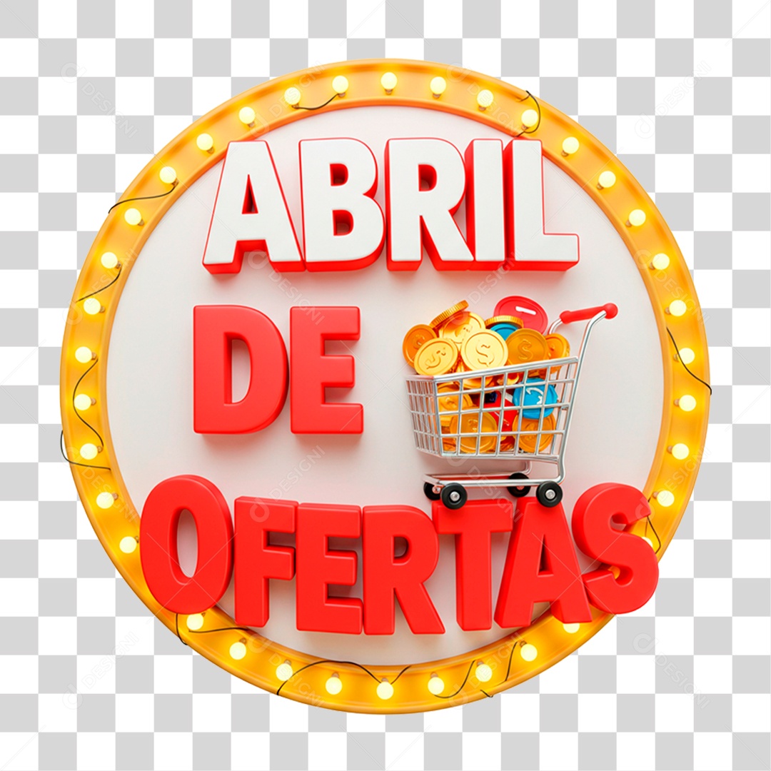 Selo 3D Abril de Ofertas PNG Transparente