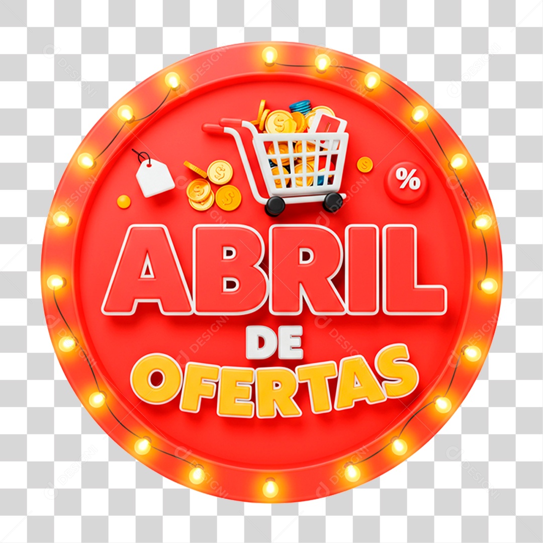 Selo 3D Abril de Ofertas PNG Transparente