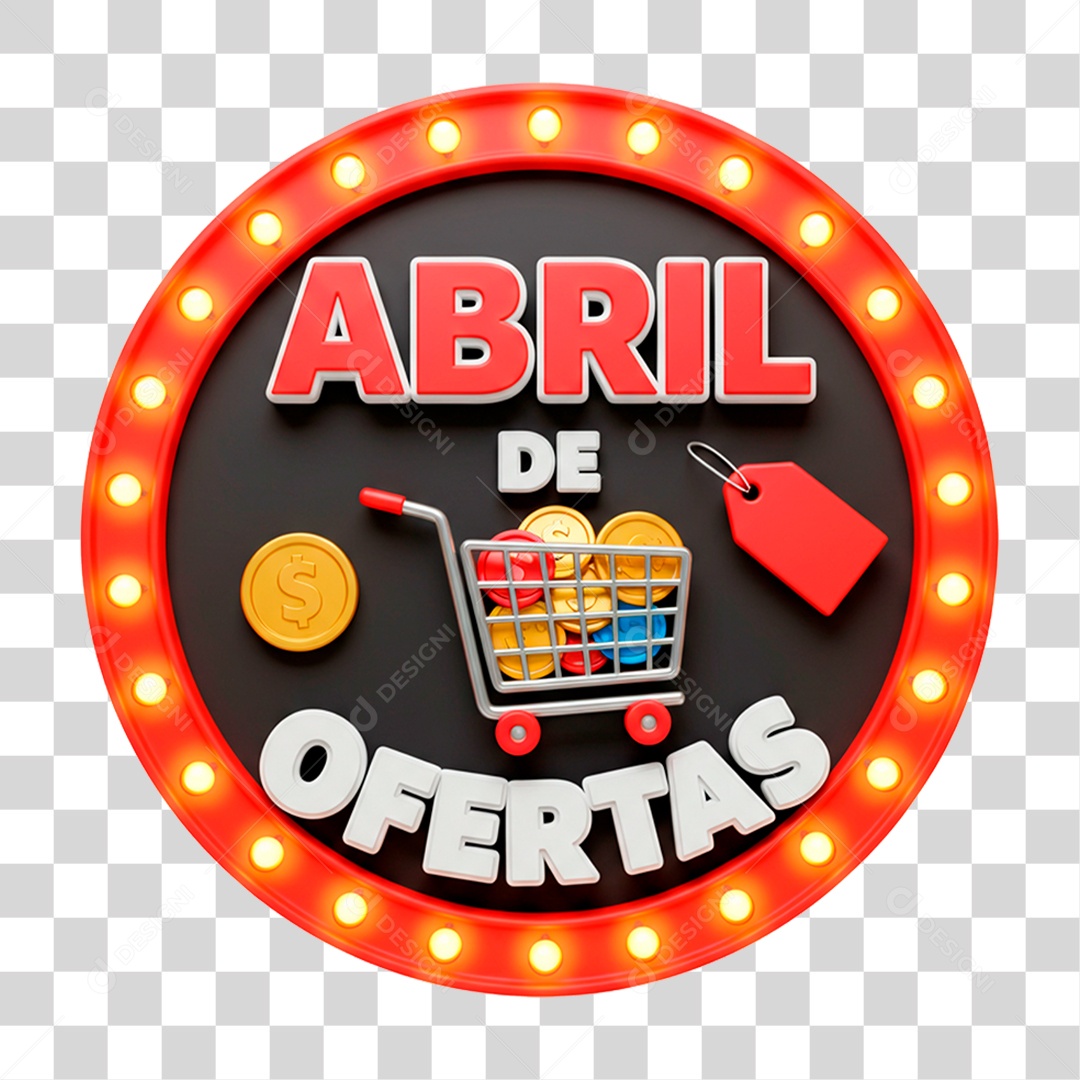 Selo 3D Abril de Ofertas PNG Transparente