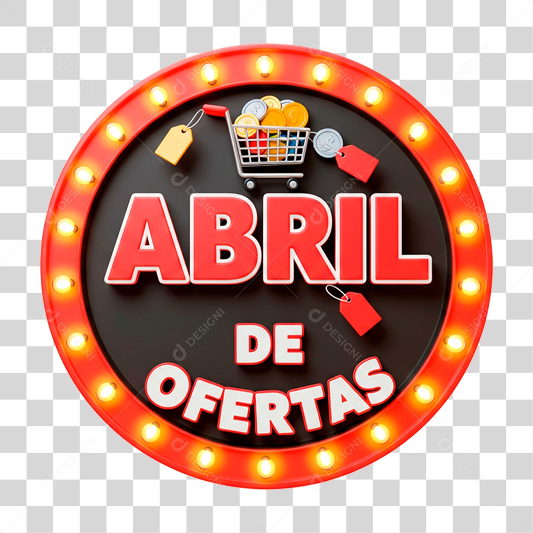 Selo 3D Abril de Ofertas PNG Transparente