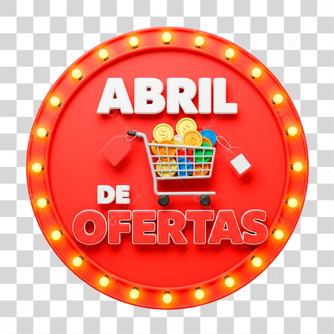 Selo 3D Abril de Ofertas PNG Transparente