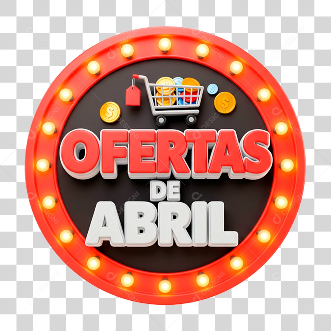 Selo 3D Ofertas de Abril PNG Transparente