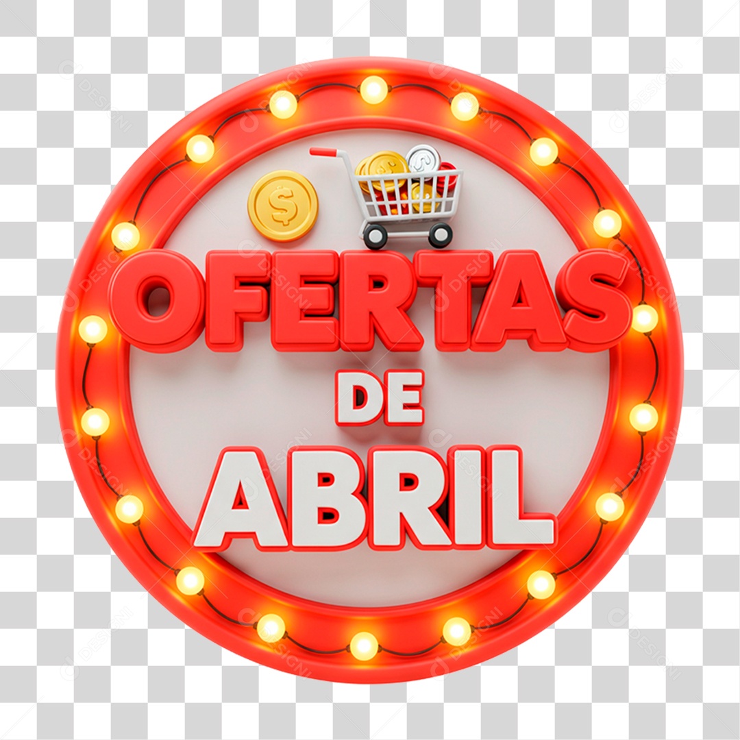 Selo 3D Ofertas de Abril PNG Transparente