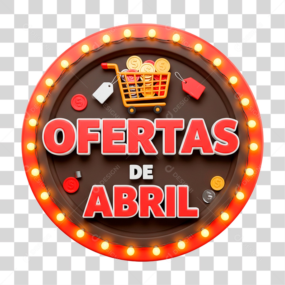 Selo 3D Ofertas de Abril PNG Transparente