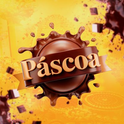 Páscoa Selo 3D Para Composição PSD Editável
