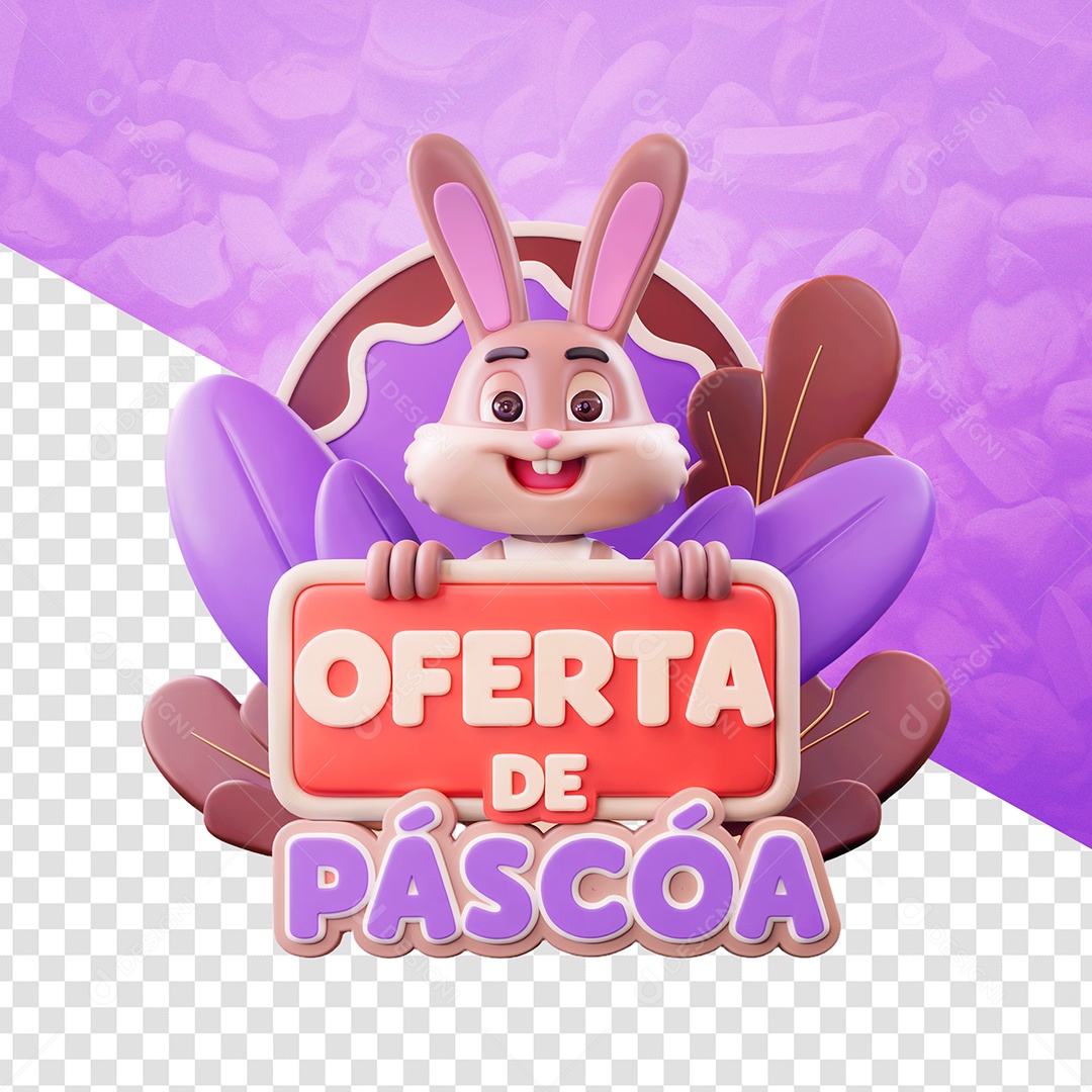 Oferta de Páscoa Selo 3D para Composição PSD