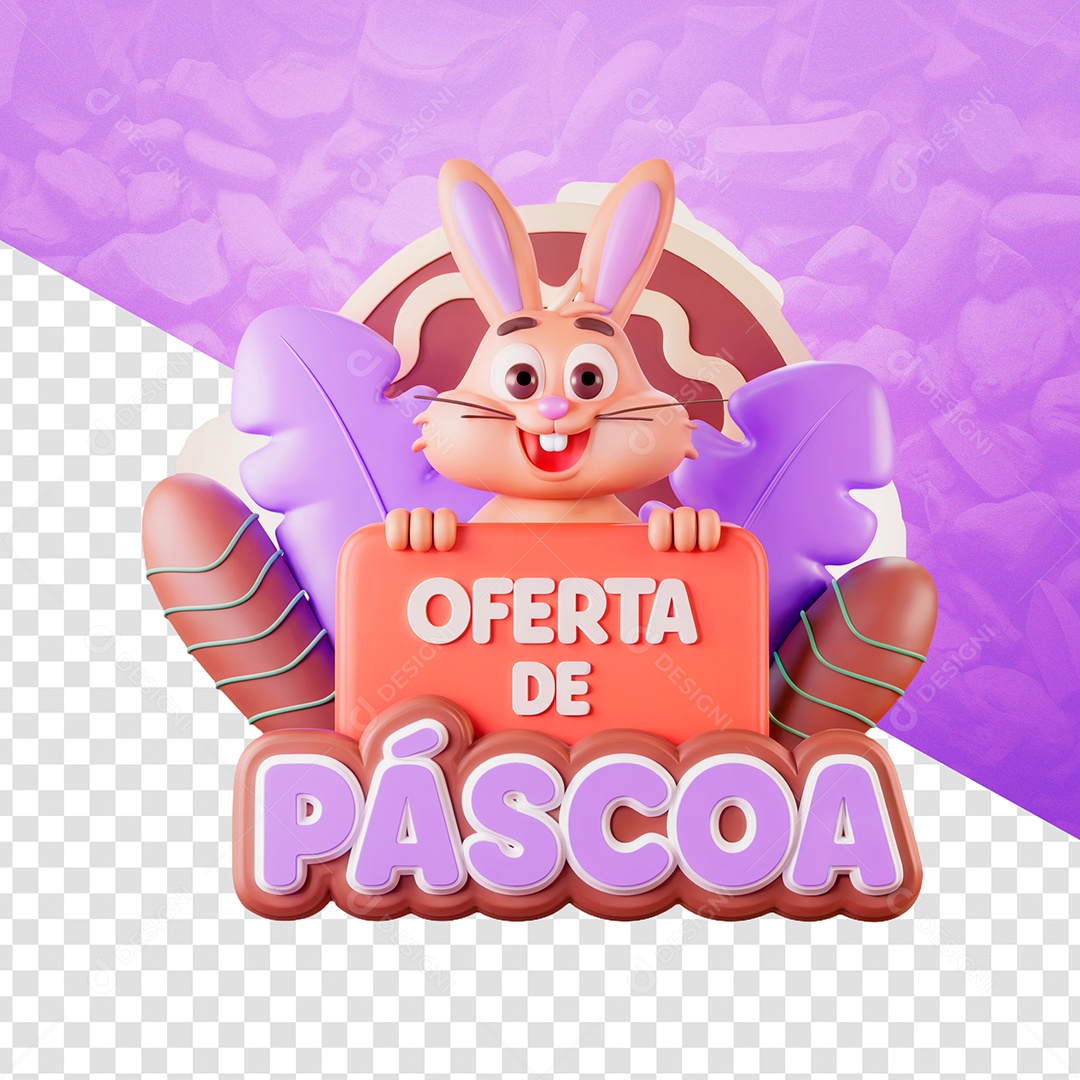 Oferta de Páscoa Selo 3D para Composição PSD