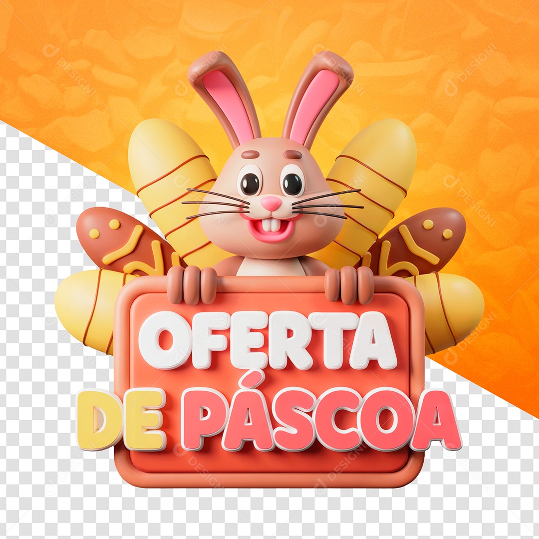 Ofertas de Páscoa Selo 3D para Composição PSD