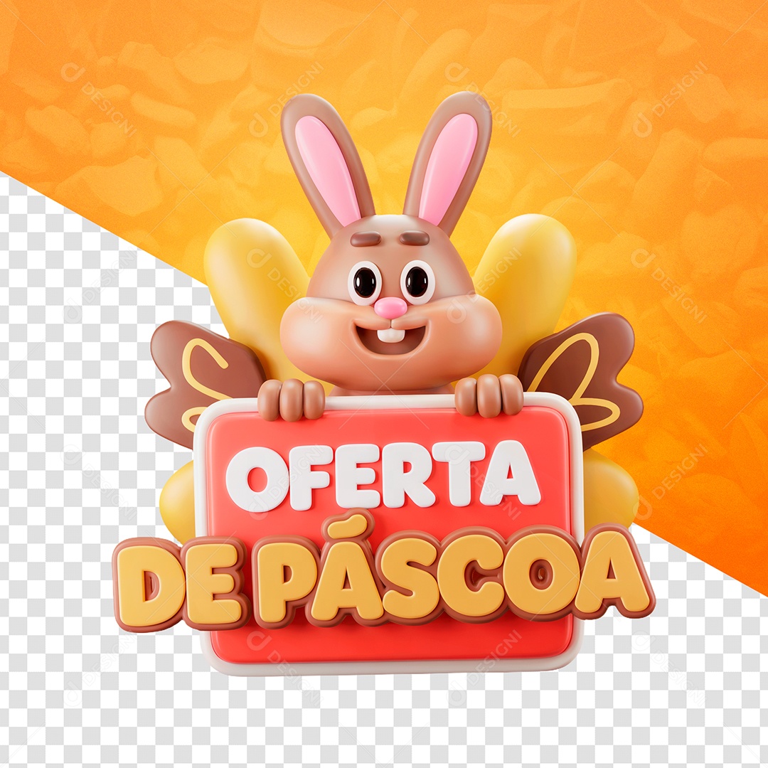 Ofertas de Páscoa Selo 3D para Composição PSD