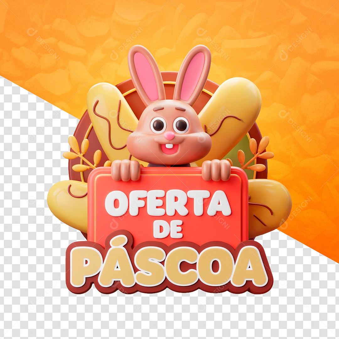 Ofertas de Páscoa Selo 3D para Composição PSD