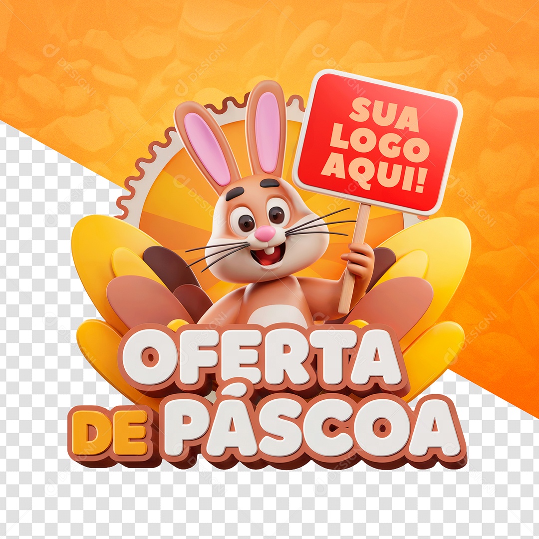 Ofertas de Páscoa Selo 3D para Composição PSD