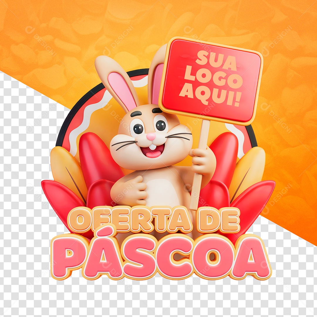 Ofertas de Páscoa Selo 3D para Composição PSD