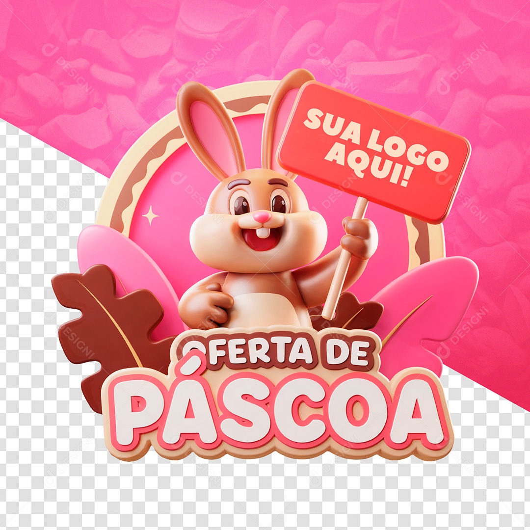 Ofertas de Páscoa Selo 3D para Composição PSD