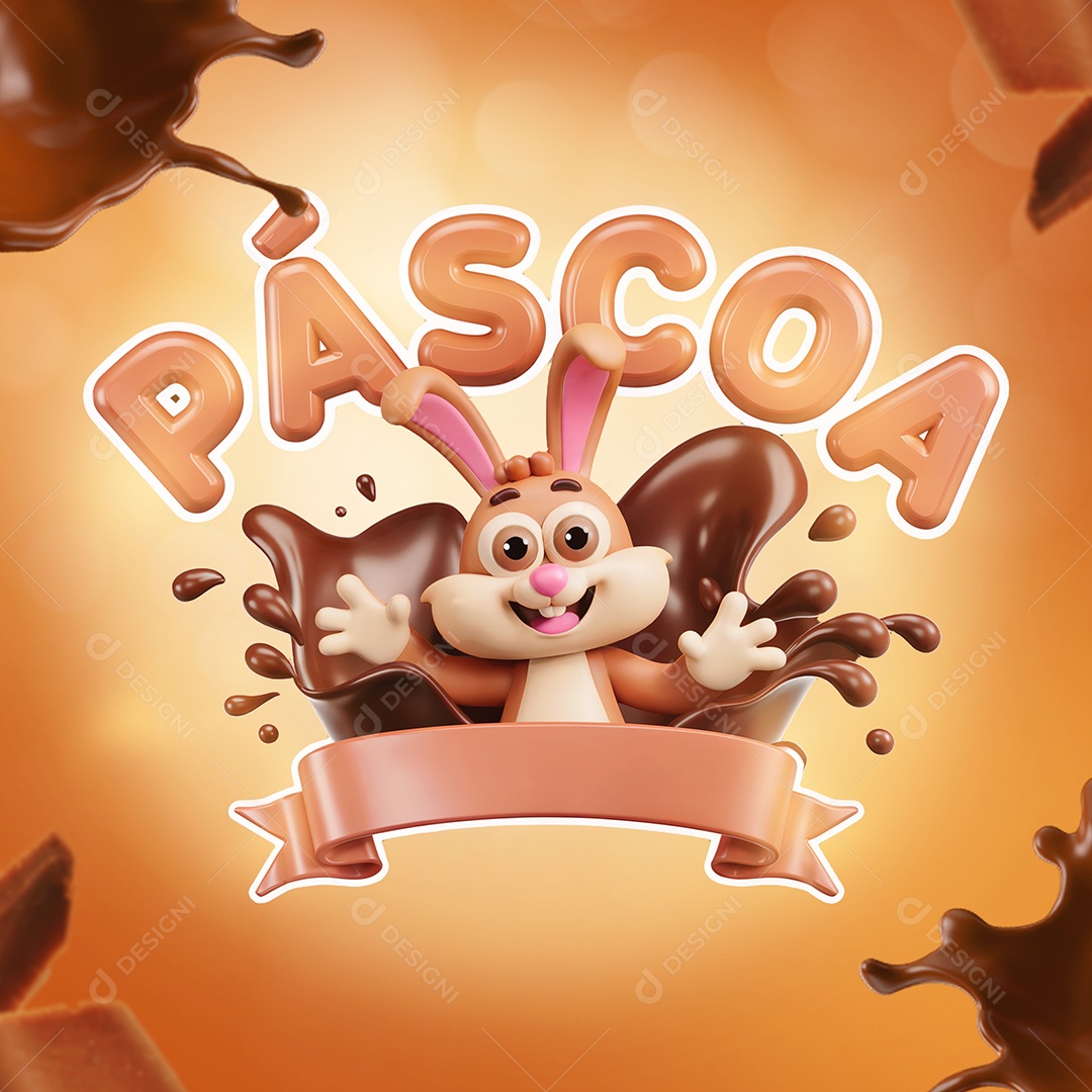 Páscoa Selo 3D Para Composição PSD Editável