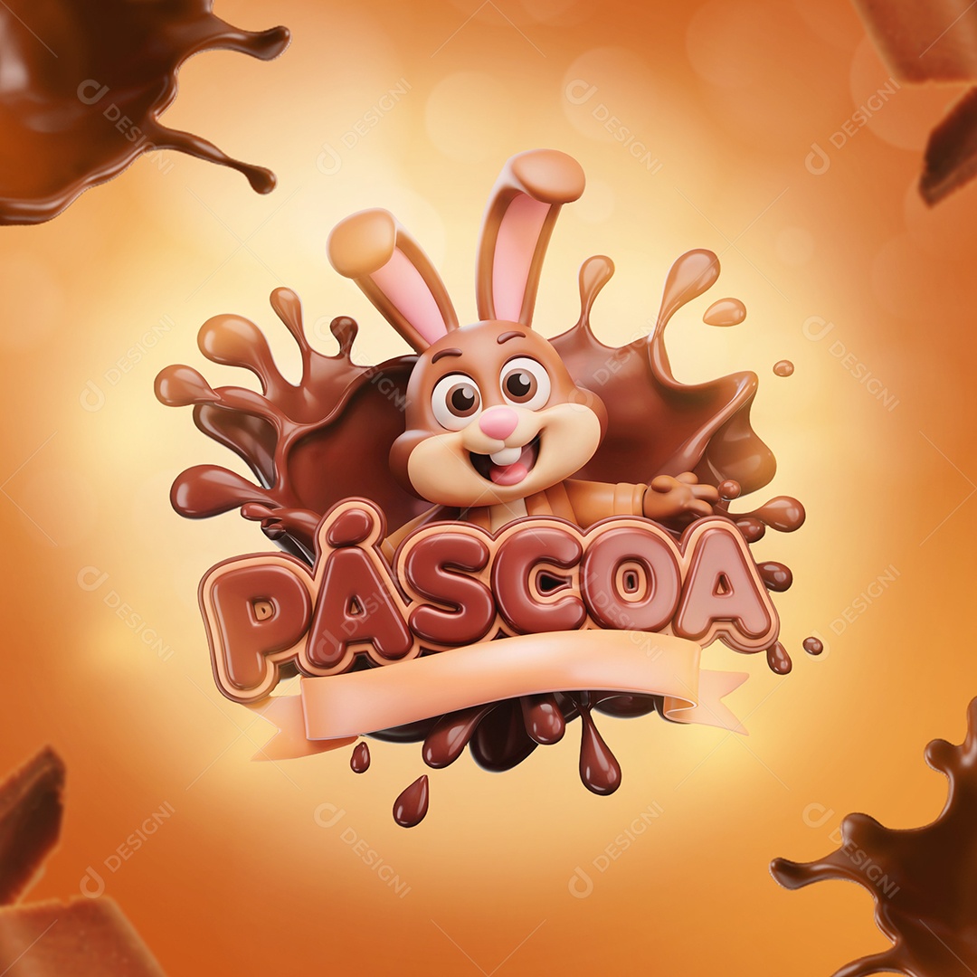 Páscoa Selo 3D Para Composição PSD Editável