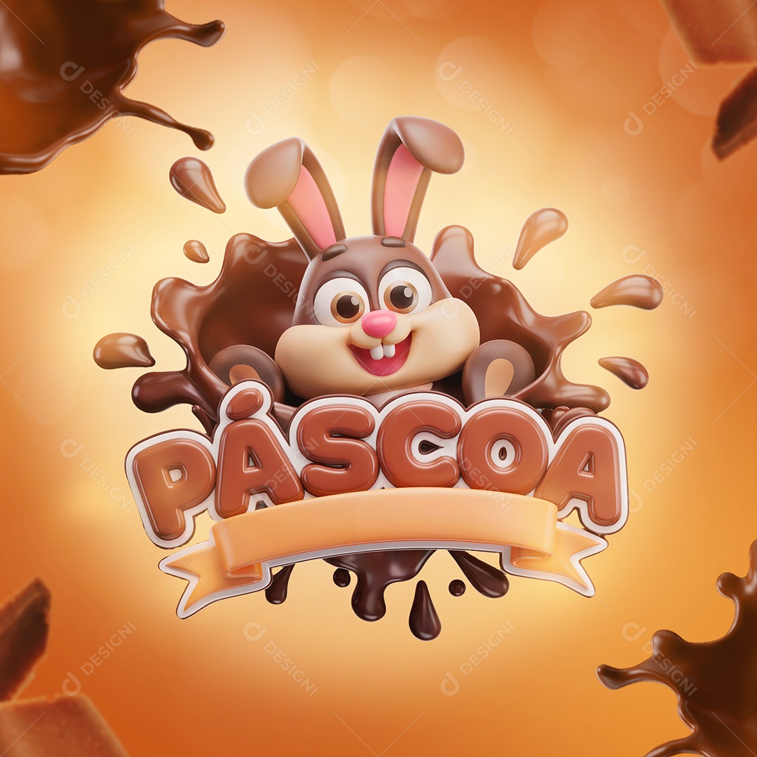 Páscoa Selo 3D Para Composição PSD Editável