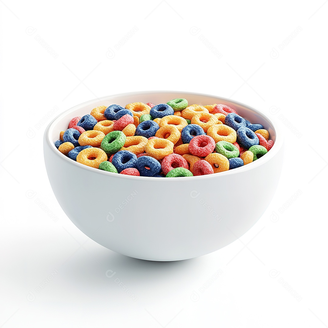 Tigela de cereal colorido ícone de renderização 3D em fundo branco