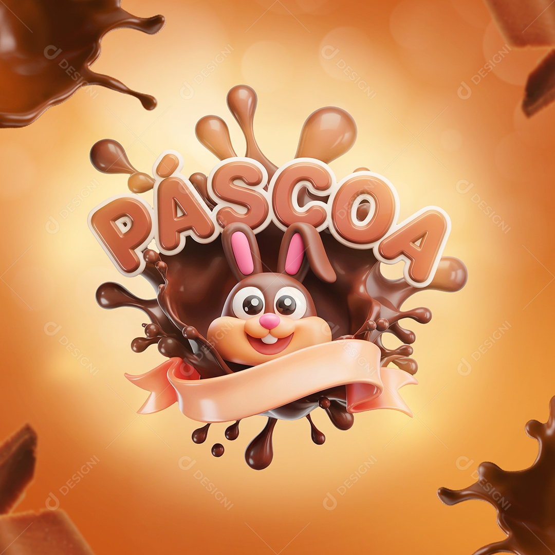 Páscoa Selo 3D Para Composição PSD Editável