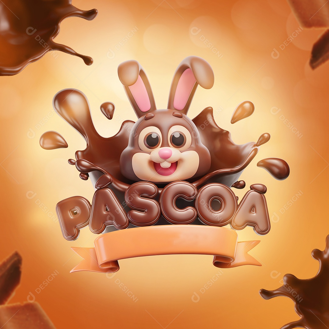 Páscoa Selo 3D Para Composição PSD Editável