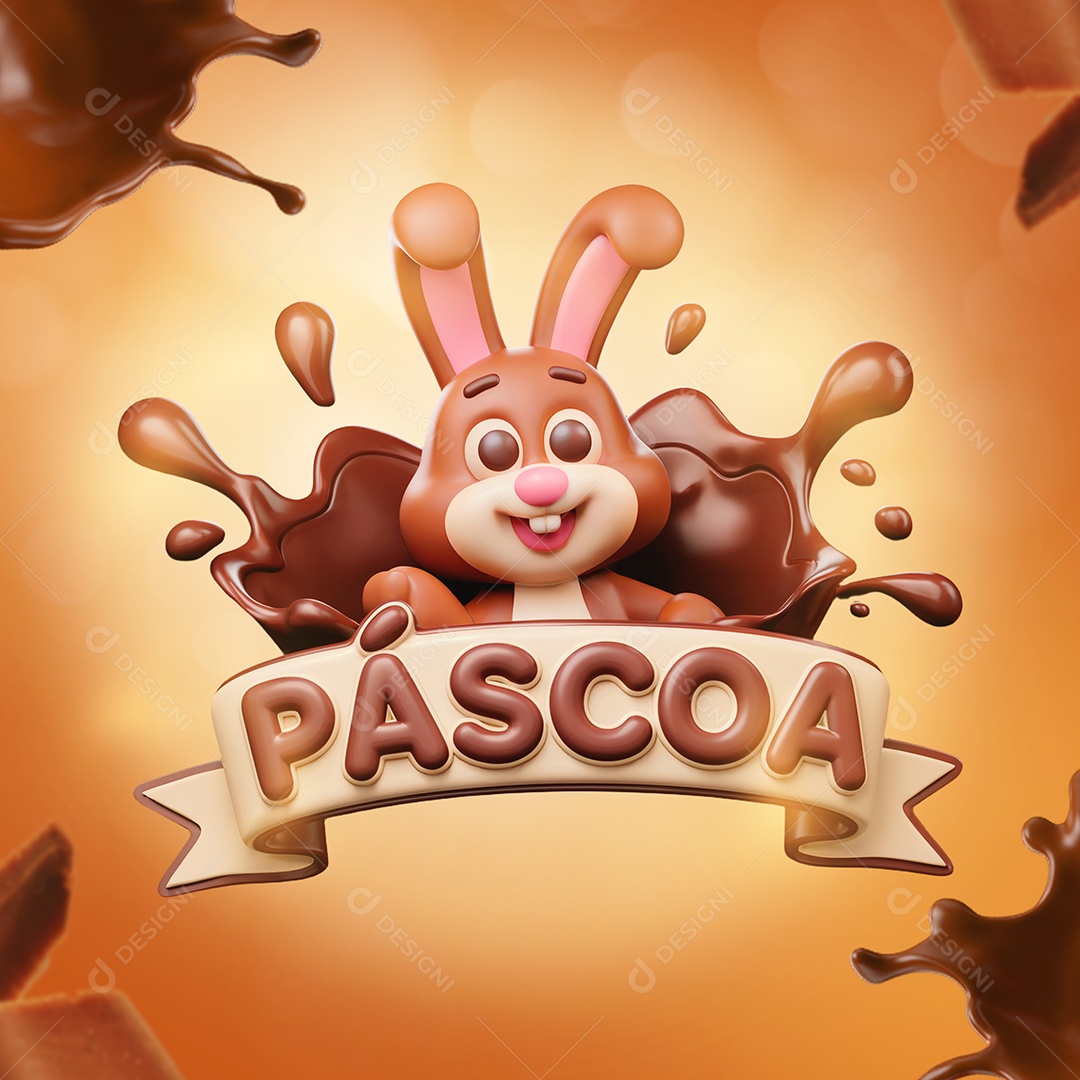 Páscoa Selo 3D Para Composição PSD Editável