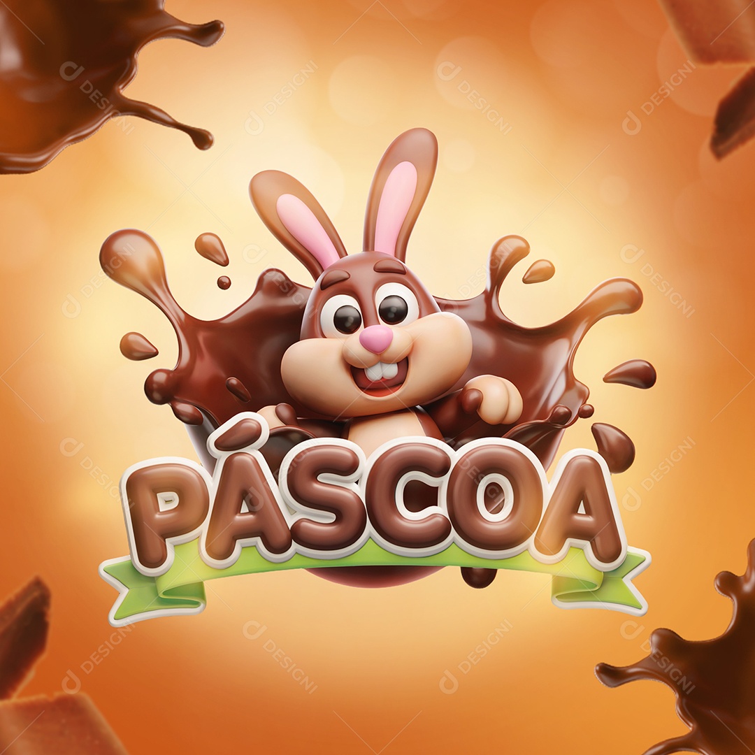 Páscoa Selo 3D Para Composição PSD Editável