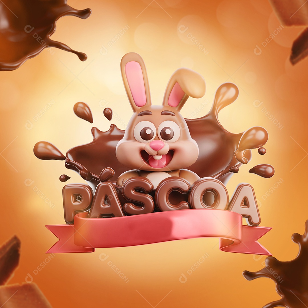 Páscoa Selo 3D Para Composição PSD Editável