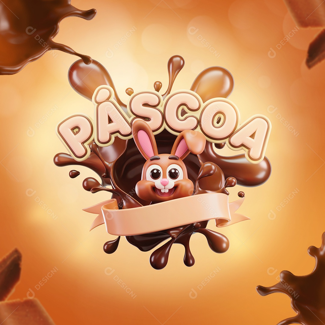 Páscoa Selo 3D Para Composição PSD Editável