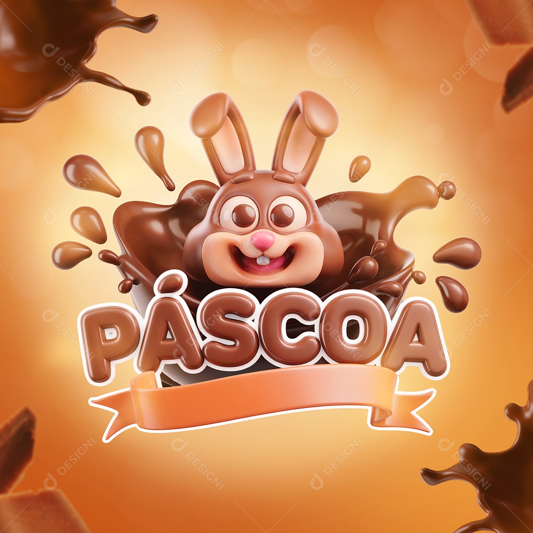 Páscoa Selo 3D Para Composição PSD Editável
